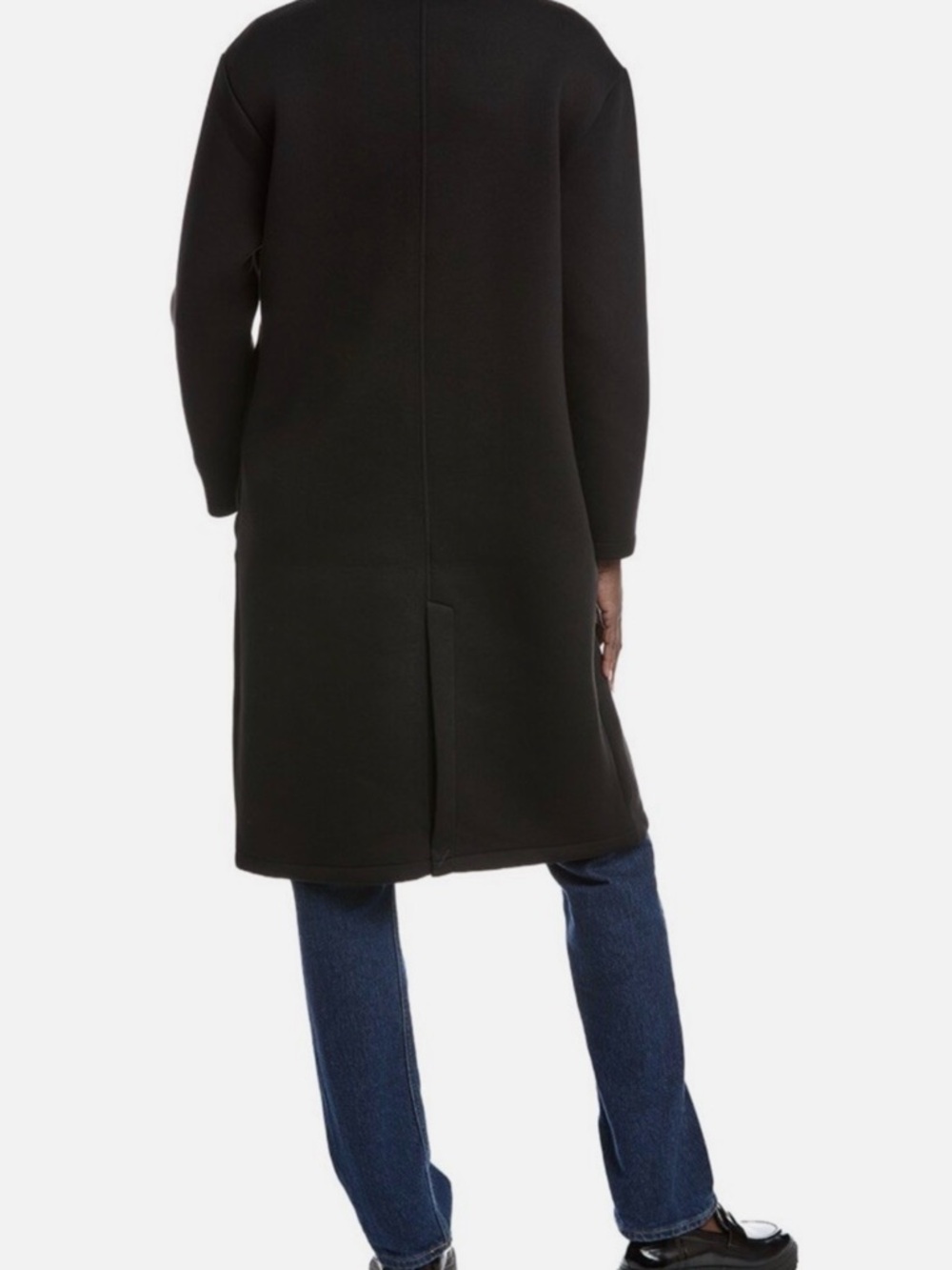 Truth by Republic Black Long Open-Front Coat with Stand Collar - Picture 3 of 4